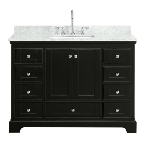 Wyndham Deborah Dark Espresso Single Bath Vanity 48 Inch With Top, Square Sink
