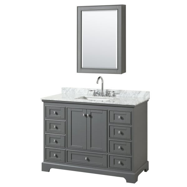 Wyndham Deborah Dark Gray Single Bath Vanity, With Top And Medicine Cabinet