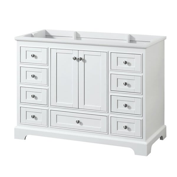 Wyndham Deborah White Single Bath Vanity, Without Countertop, Sink And Mirror