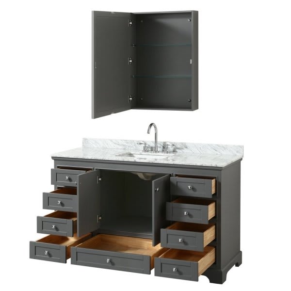 Wyndham Deborah Dark Gray Single Bath VanityWith Top And Medicine Cabinet (Mirror Included)