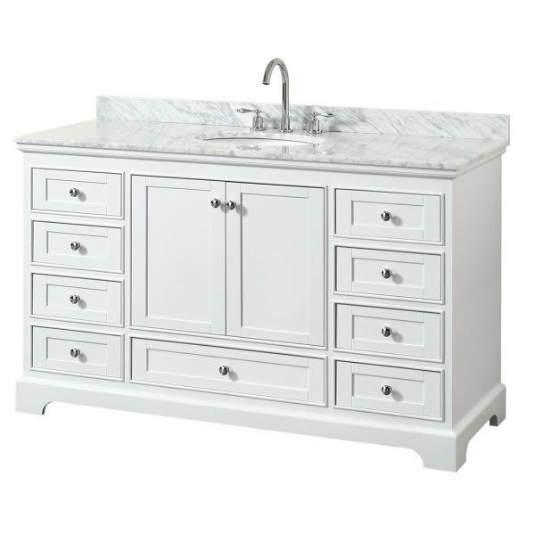 Wyndham Deborah White Single Bath Vanity 60 Inch With Top, Oval Sink