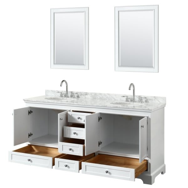 Wyndham Deborah White Double Bath Vanity 72 Inch With Top,oval Sink AndMirror