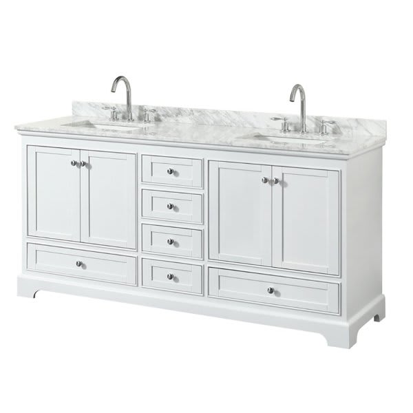 Wyndham Deborah White Double Bath Vanity With Top, Square Sink