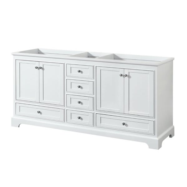 Wyndham Deborah White Double Bath Vanity Without Countertop, Sink And Mirror