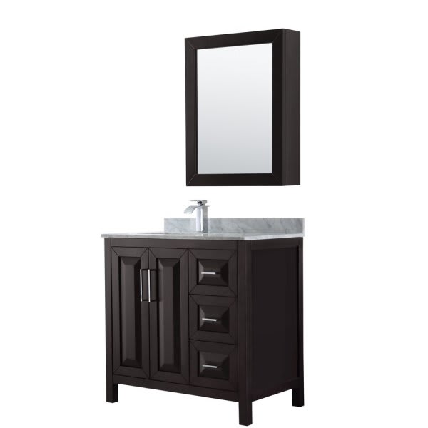 Wyndham Daria Dark Espresso Single Bath Vanity 36" With Medicine Cabinet
