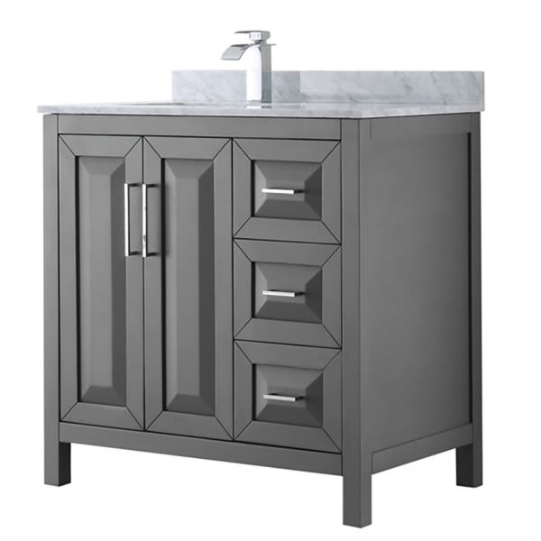 Wyndham Daria Dark Gray Single Bath Vanity 36" With Countertop & Square Sink