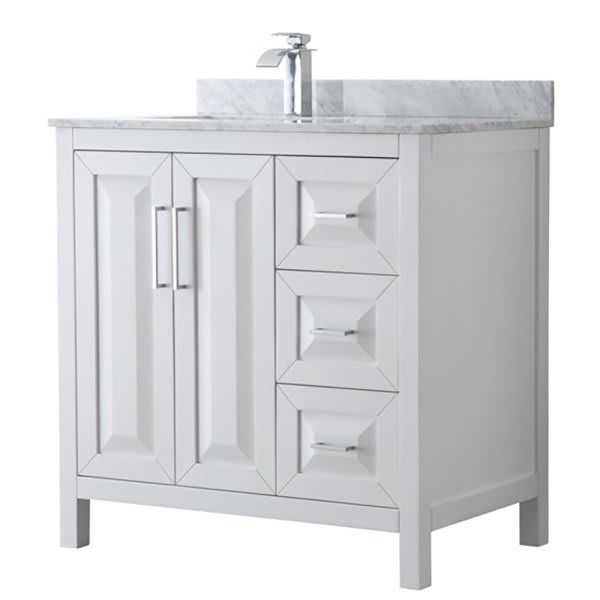 Wyndham Daria White Single Bath Vanity 36" With Countertop & Square Sink