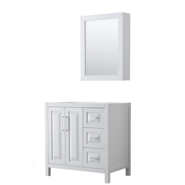 Wyndham Daria White Single Bath Vanity 36" With Medicine Cabinet