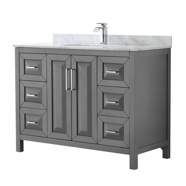 Wyndham Daria Dark Gray Single Bath Vanity 48" With Countertop & Square Sink