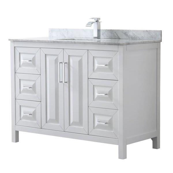 Wyndham Daria White Single Bath Vanity 48" With Countertop & Square Sink