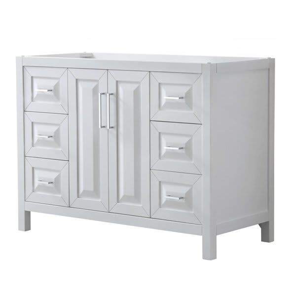 Wyndham Daria White Single Bath Vanity 48" Without Countertop, Sink & Mirror