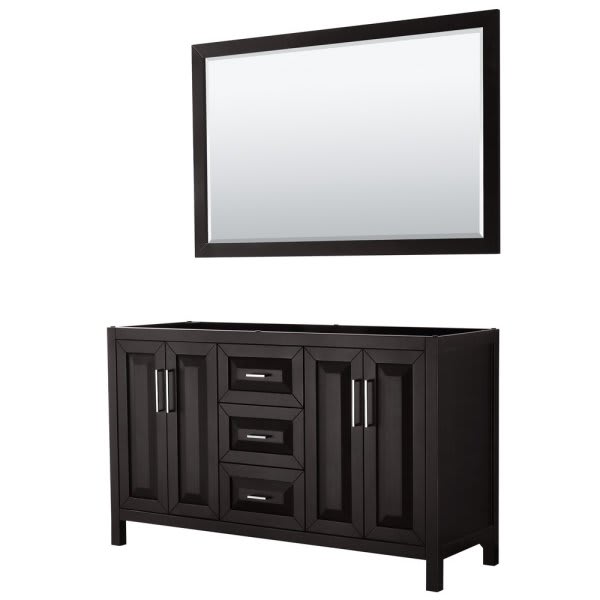 Wyndham Daria Dark Espresso Double Bath Vanity 60" With 58" Mirror