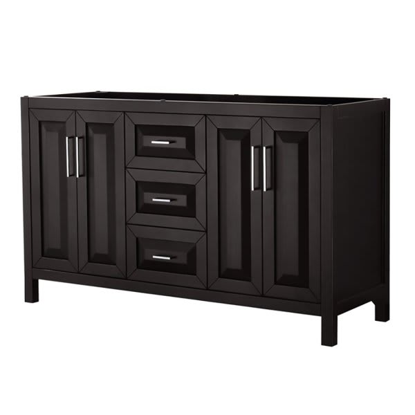 Wyndham Daria Dark Espresso Double Bath Vanity 60" Without Top, Sink & Mirror