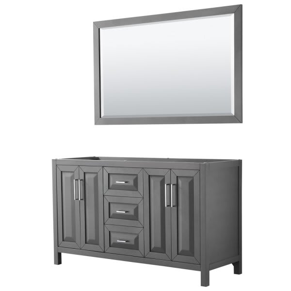 Wyndham Daria Dark Gray Double Bath Vanity 60" With 58" Mirror