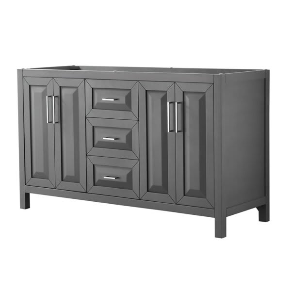 Wyndham Daria Dark Gray Double Bath Vanity 60" Without Countertop,sink & Mirror