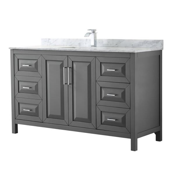 Wyndham Daria Dark Gray Single Bath Vanity 60" With Countertop & Square Sink