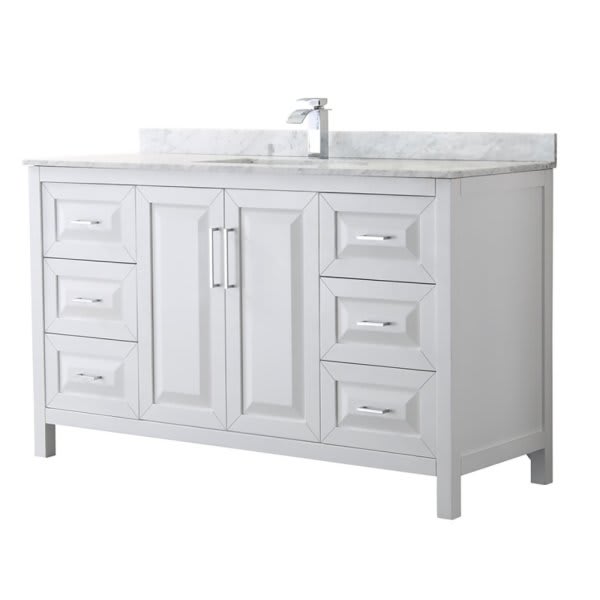 Wyndham Daria White Single Bath Vanity 60" With Countertop & Square Sink