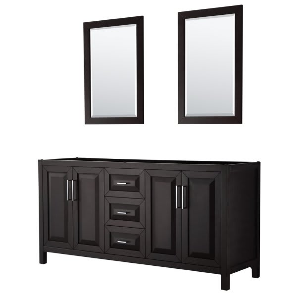 Wyndham Daria Dark Espresso Double Bath Vanity 72" With 24" Mirror