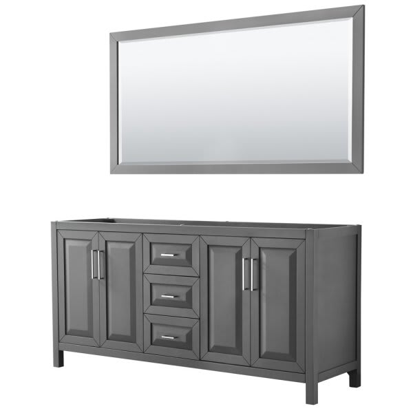 Wyndham Daria Dark Gray Double Bath Vanity 72" With 70" Mirror