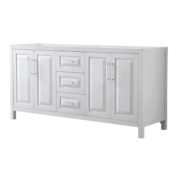 Wyndham Daria White Double Bath Vanity 72" Without Countertop, Sink & Mirror