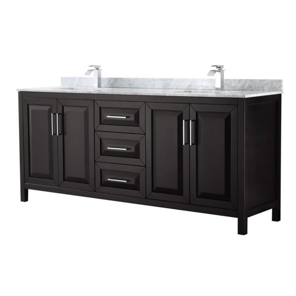 Wyndham Daria Dark Espresso Double Bath Vanity 80" With Countertop &square Sink