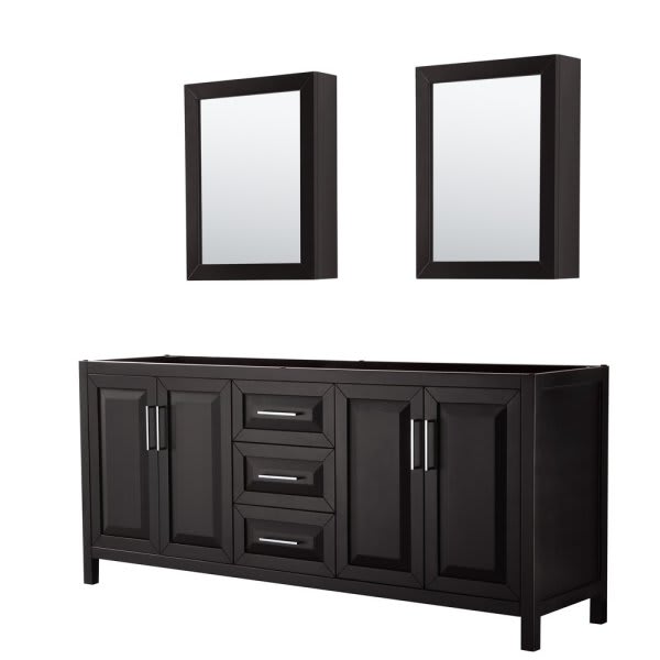 Wyndham Daria Dark Espresso Double Bath Vanity 80" With Medicine Cabinet
