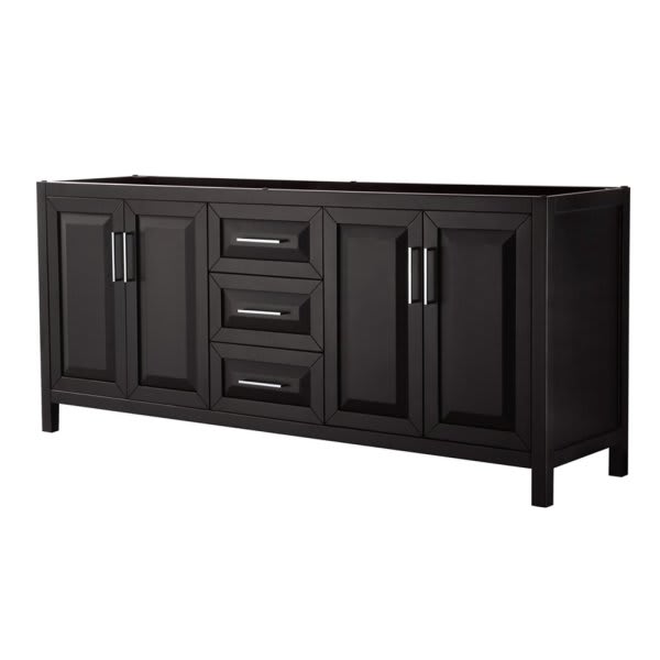 Wyndham Daria Dark Espresso Double Bath Vanity 80" Without Top, Sink & Mirror