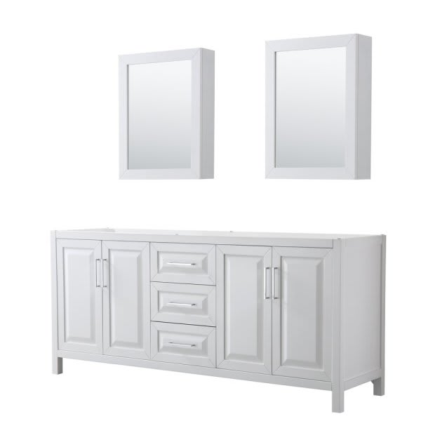 Wyndham Daria White Double Bath Vanity 80" With Medicine Cabinet