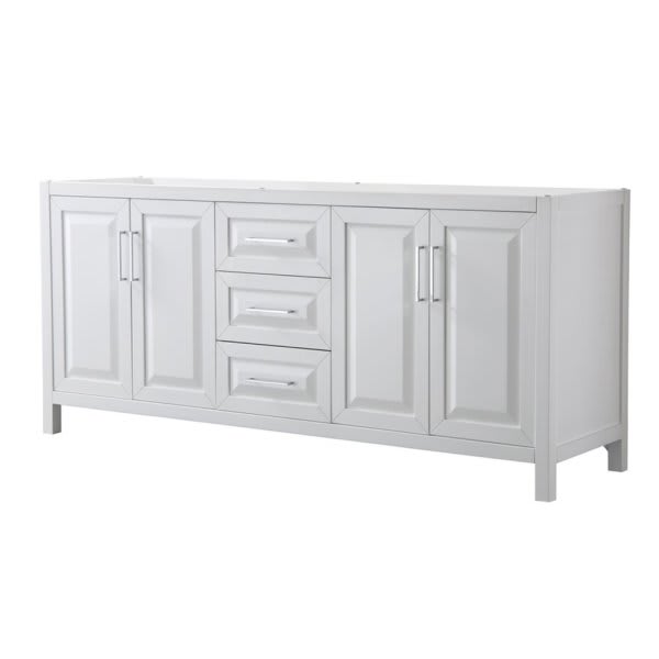 Wyndham Daria White Double Bath Vanity 80" Without Countertop, Sink & Mirror