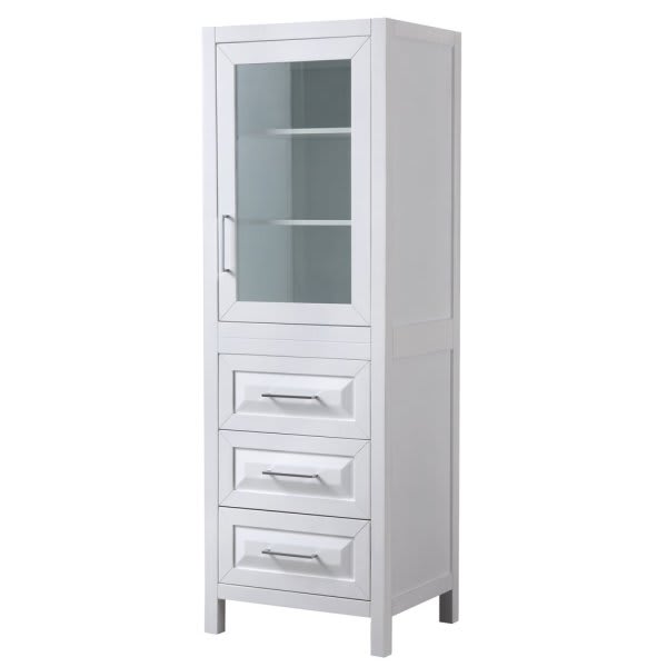 Wyndham Daria White Linen 3-Drawer Tower Storage Cabinet 24"