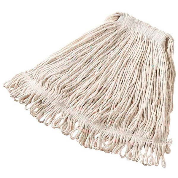Rubbermaid Commercial Super Stitch 20 Oz. Cotton Wet Mop Head, Looped-End, 1 In. Headband, White, 6-Pack