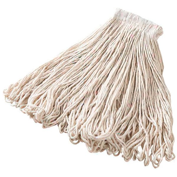 Rubbermaid Commercial 24 Oz. Cotton Wet Mop Head, Looped-End, Universal Headband, White, 12-Pack