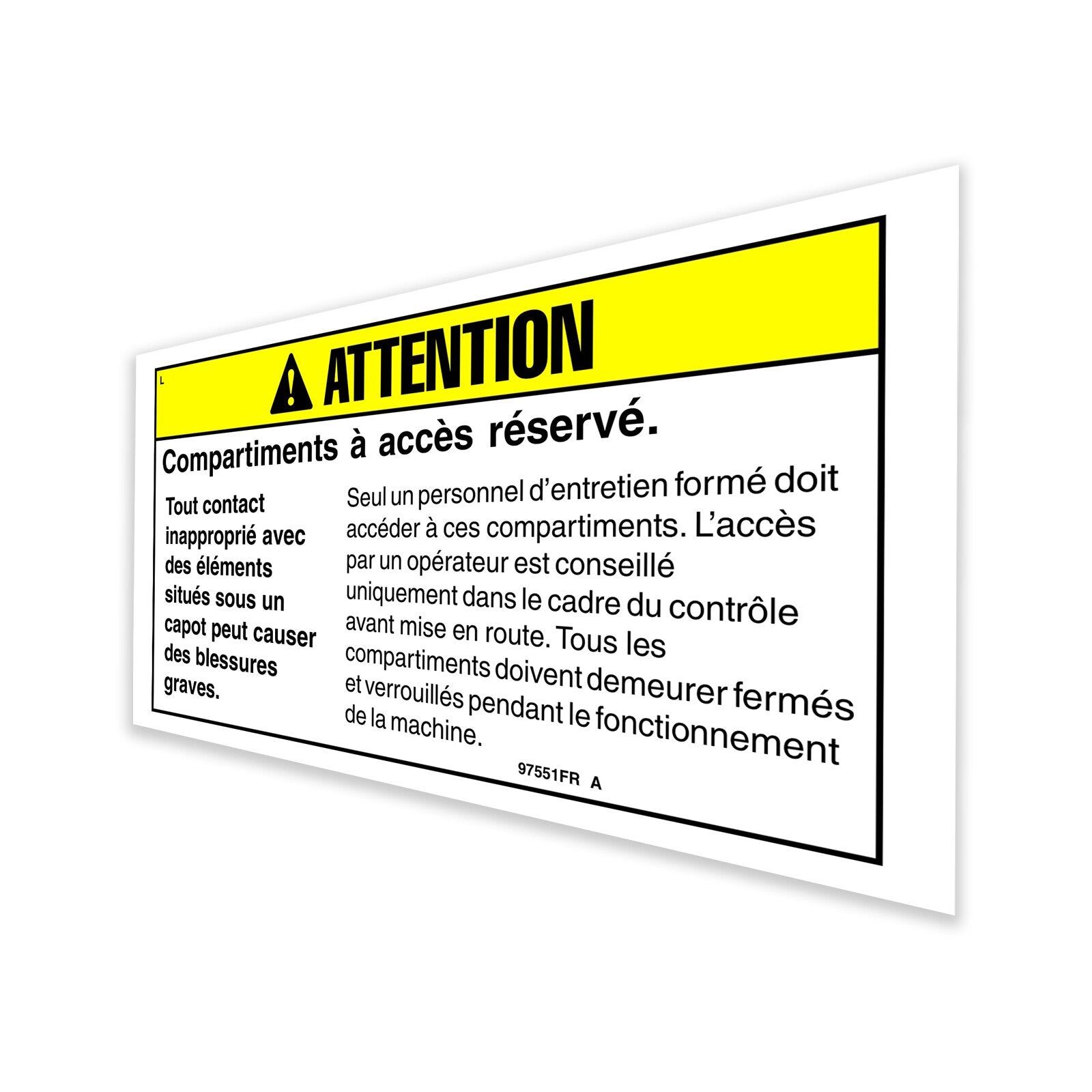 Genie Part # 97551FRGT – Decal, Caution, Compartment Access