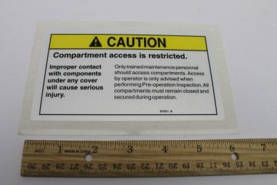 Genie Part # 97551GT – Decal, Caution, Compartment Access
