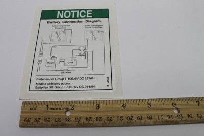 Genie Part # 97581GT – Decal, Notice, Battery Conn, TZ50
