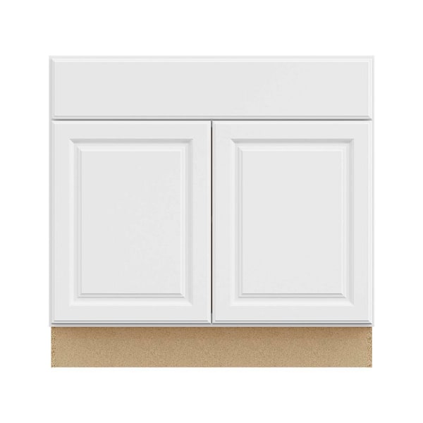 Hampton Bay 36 in. W x 24 in. D x 34.5 in. H Assembled Raised Panel Base Cabinet, Satin White