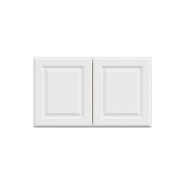 Hampton Bay 30 in. W x 12 in. D x 18 in. H Assembled Raised Panel Wall Bridge Cabinet, Satin White