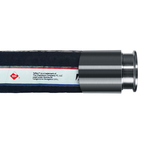 Tudertechnica Tufluor 1 in. Full Conductive Black PTFE Chemical Suction & Delivery Hose Assemblies 250 PSI w/ 3A Tri-Clamp Ends