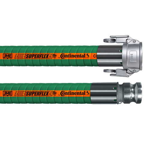 BadgerFlex C-Series 1 in. Chemical Transfer Hose w/ Stainless Steel Part C Female Coupler x Part E Male Adapter Ends, 200 PSI