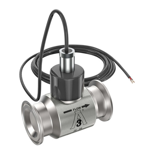 GPI GSCPS-100-3 1 in. x 1 1/2 in. Tri-Clamp 3A Food Grade High Temperature Sanitary Stainless Steel Turbine Flow Meter for Food Processes