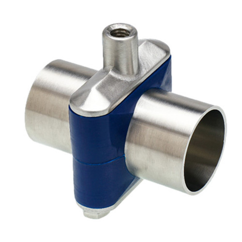 Campbell Fittings HM-300T-304ZP Zero Puddle Blue Silicone Drain Stainless Steel Hang Mount - 1/2 in. Thread, 3 in. Tube