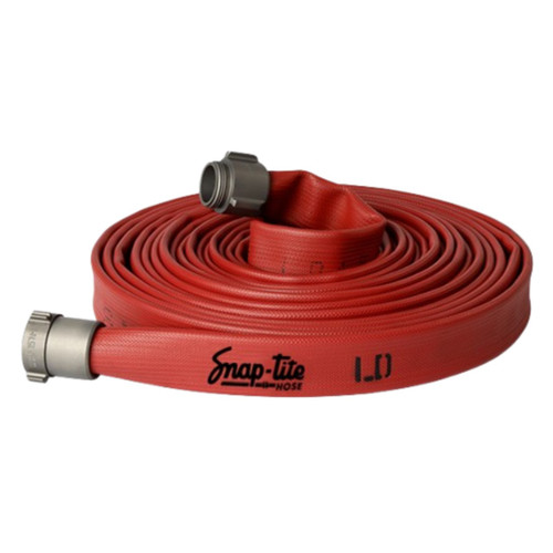 Snap-Tite LD LD15X25R15NBR 1 1/2 in. Lightweight Nitrile Rubber Fire Hose w/ NH Brass Rocker Lug Ends - 25 ft., Red