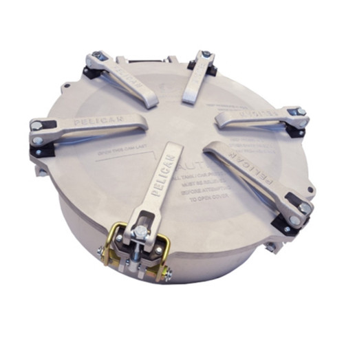 Pelican MAN-20DB-A-CAL-NAL-6-ZQR 20 in. Dia. Manlid Assembly w/ Aluminum Cover, 6 in. Neck Ring w/ Zinc Plated Cam Hold Downs & Nylon Wear Plates