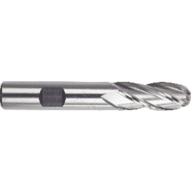 1" Dia. x 1" Shank x 2" DOC x 4-1/2" OAL, HSS TiN, 4 Flute, 30 Degree Helix, Ballnose End Mill Series/List #4554G MT2096519