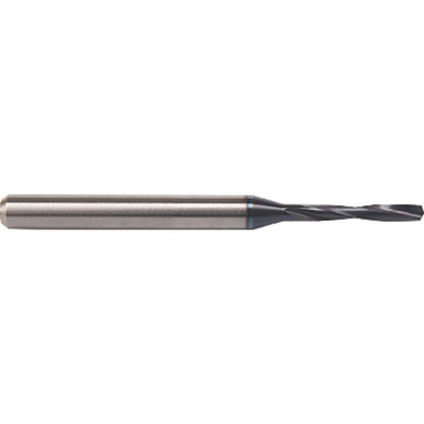 #53 Dia. x 1/8" Shank x 0.4" Flute Length x 1-1/2" OAL, Miniature, 135 Degree, AlTiN, 2 Flute, External Coolant, Round Solid Carbide Drill Series/List #5373T MT9493903
