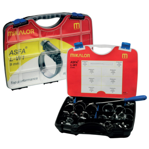 Mikalor Clamps LLC 03503241 16-60 mm Stainless Steel W2 AISI 430 ASFA-S 12 mm Hose Clamp Assortment Box - Box Qty 73