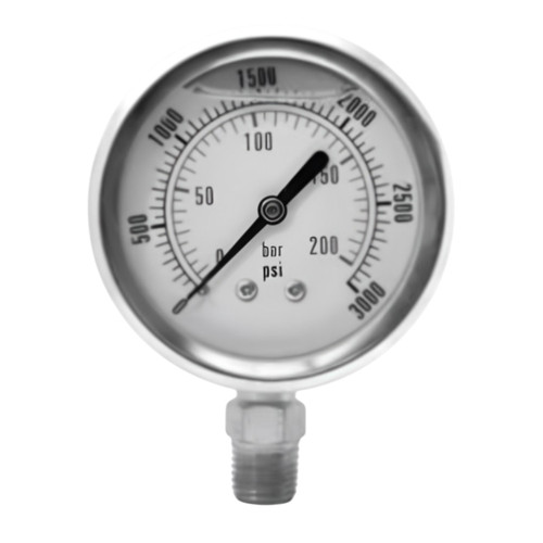 PCI PCLG-30-OV Liquid Filled 2 1/2 in. Stainless Case x 1/4 in. NPT Bottom Mount Pressure Gauge, -30HG - 0 PSI