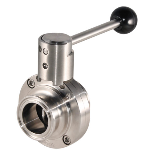 Wayland Ind. W4BFVHXTC-V-3-PH 3 in. HX SS Tri-Clamp Butterfly Valve w/ 4-Position Pull Handle, FKM Seal