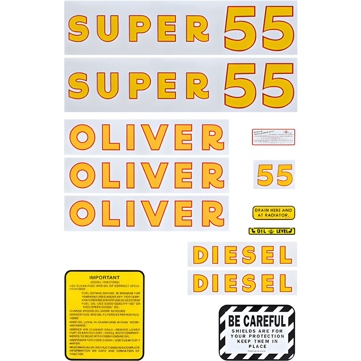 Decal Set for Oliver Super 55 Diesel Mylar