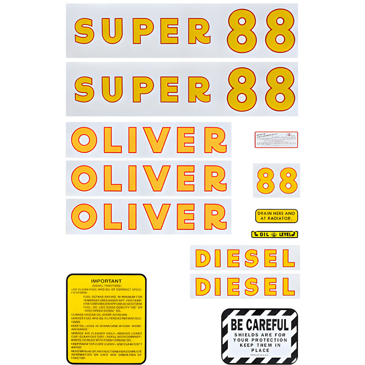 Decal Set for Oliver Super 88 Diesel Mylar
